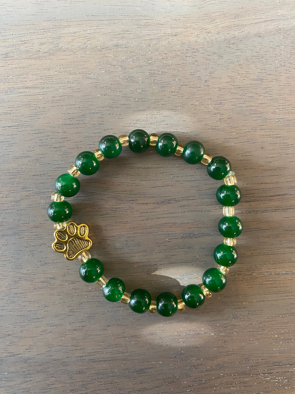 Stretch Cord Bead Bracelet with Gold Paw